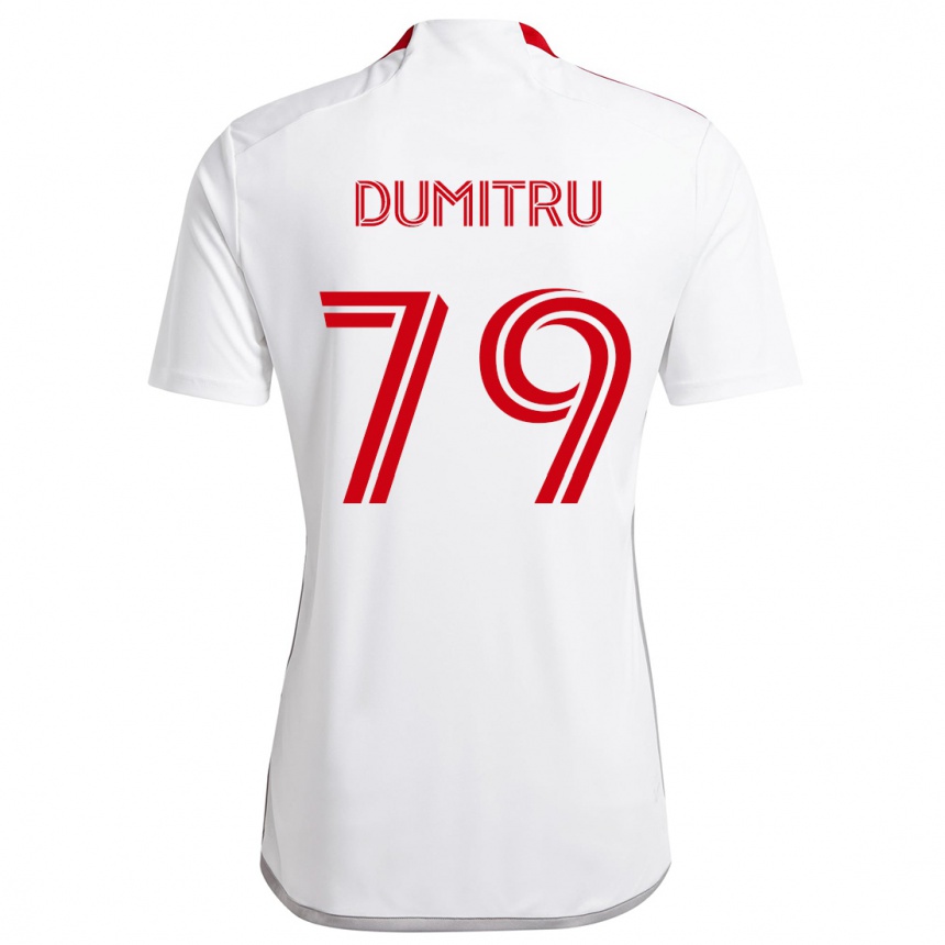 Gyermek Labdarúgás Andrei Dumitru #79 Fehér Piros Idegenbeli Jersey 2024/25 Mez Póló Ing