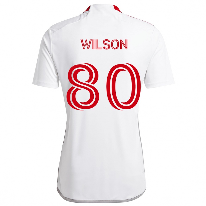 Gyermek Labdarúgás Shafique Wilson #80 Fehér Piros Idegenbeli Jersey 2024/25 Mez Póló Ing