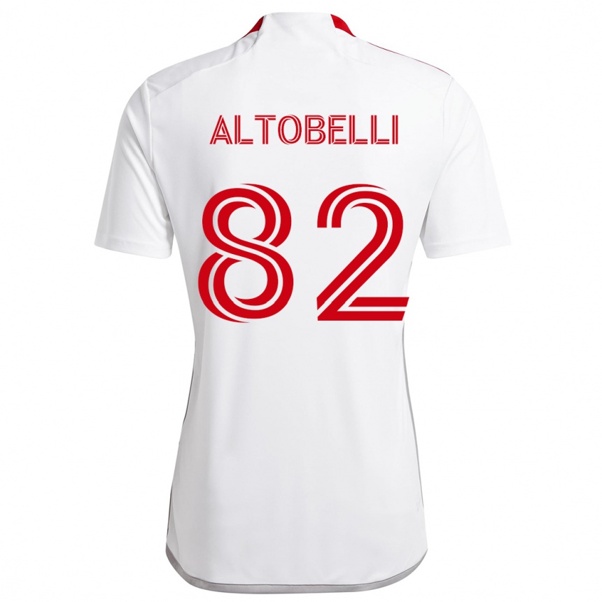 Gyermek Labdarúgás Julian Altobelli #82 Fehér Piros Idegenbeli Jersey 2024/25 Mez Póló Ing