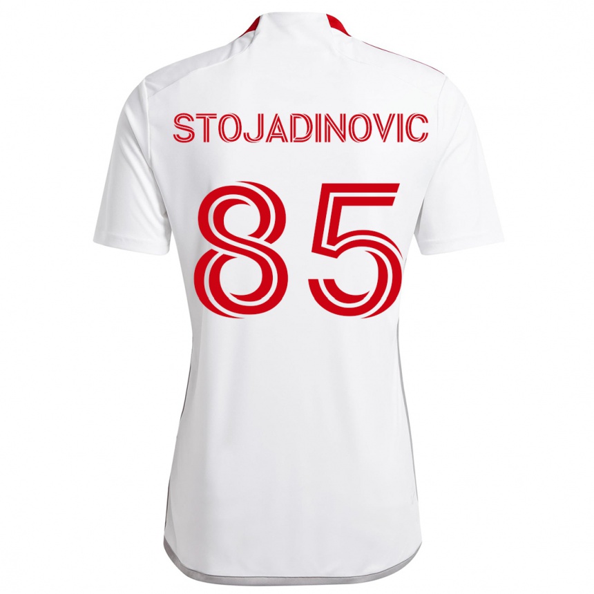 Gyermek Labdarúgás Marko Stojadinovic #85 Fehér Piros Idegenbeli Jersey 2024/25 Mez Póló Ing