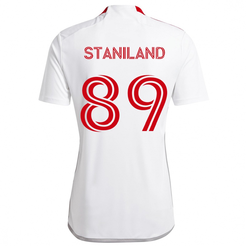 Gyermek Labdarúgás Charlie Staniland #89 Fehér Piros Idegenbeli Jersey 2024/25 Mez Póló Ing