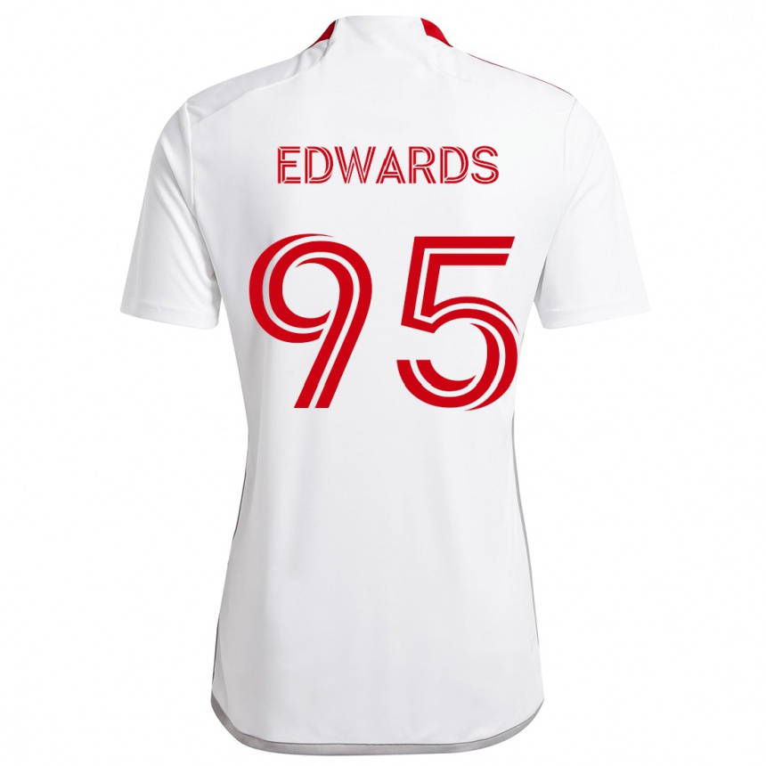 Gyermek Labdarúgás Nathaniel Edwards #95 Fehér Piros Idegenbeli Jersey 2024/25 Mez Póló Ing