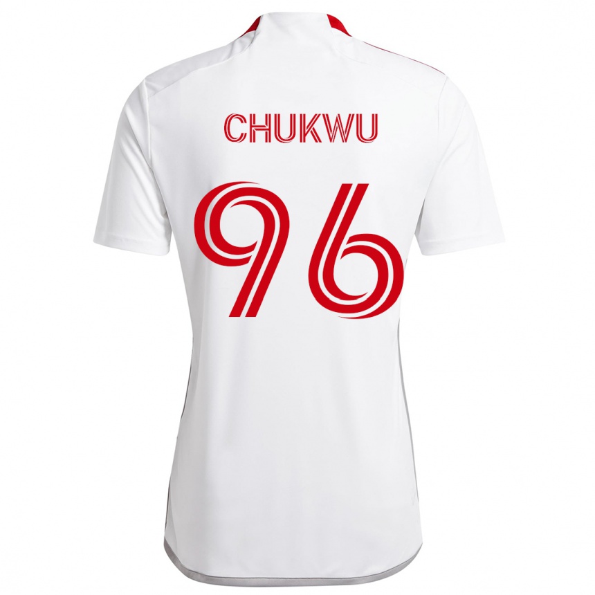 Gyermek Labdarúgás Richard Chukwu #96 Fehér Piros Idegenbeli Jersey 2024/25 Mez Póló Ing