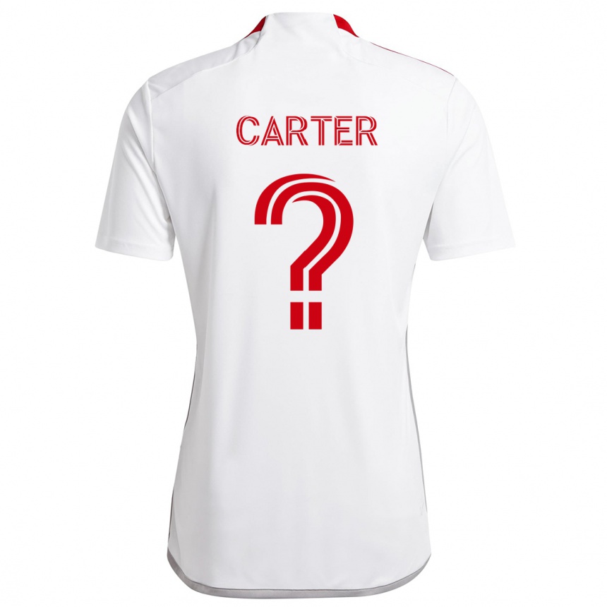 Gyermek Labdarúgás Ajahni Carter #0 Fehér Piros Idegenbeli Jersey 2024/25 Mez Póló Ing