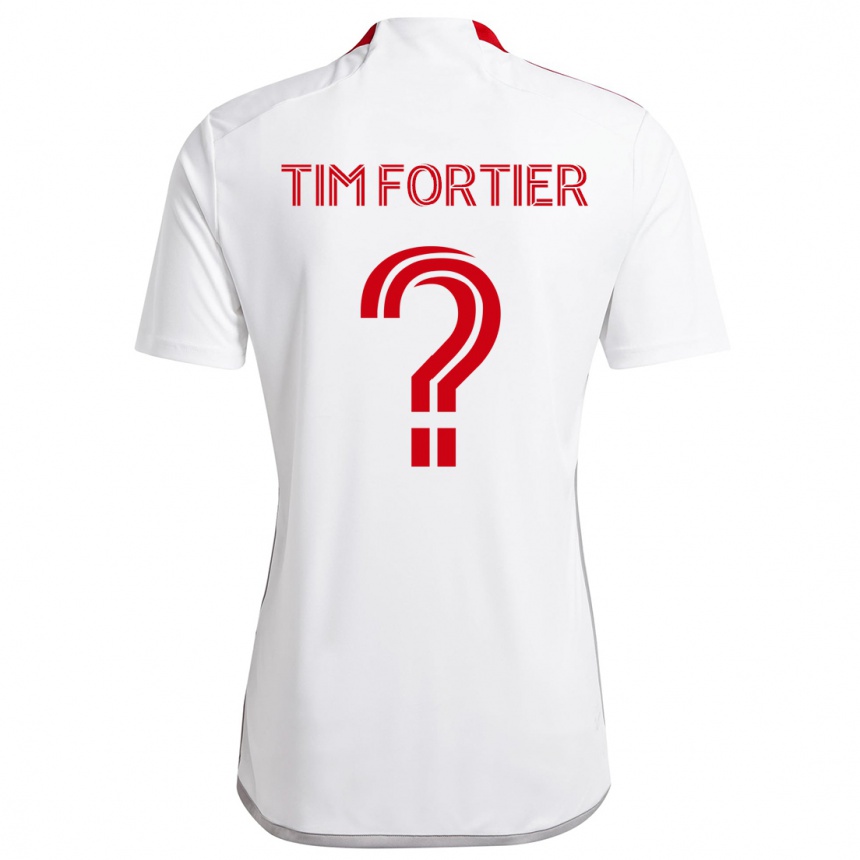 Gyermek Labdarúgás Tim Fortier #0 Fehér Piros Idegenbeli Jersey 2024/25 Mez Póló Ing