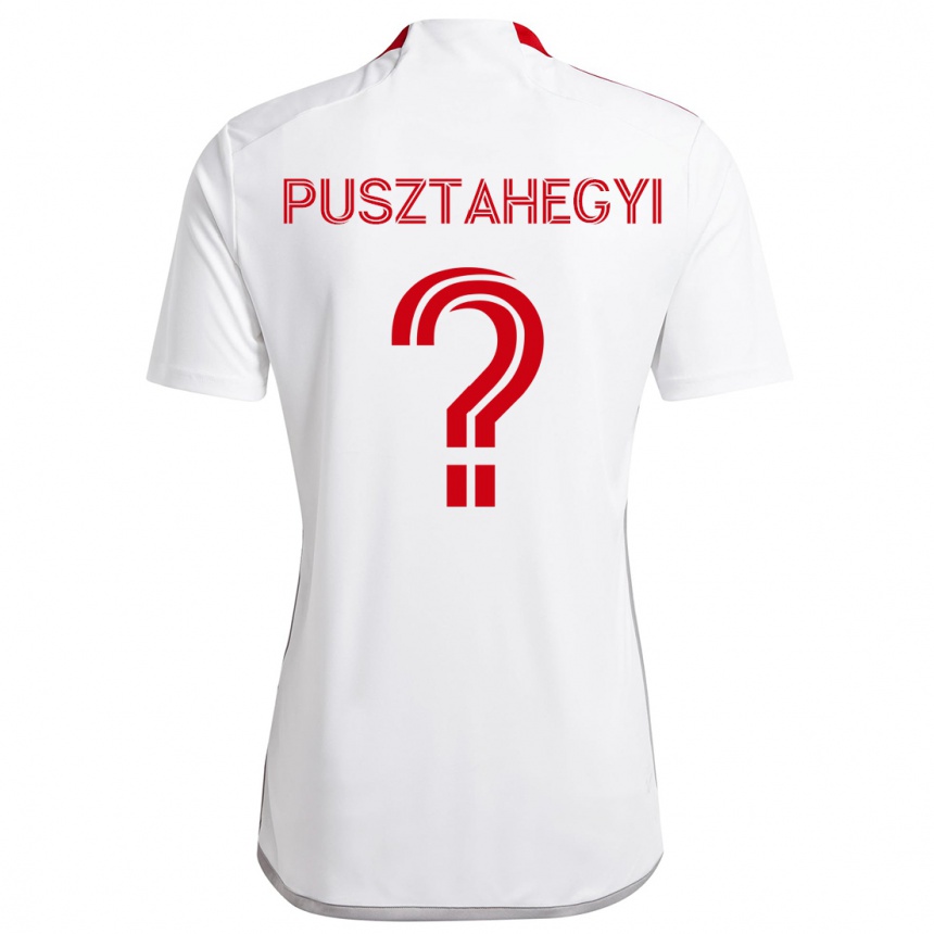 Gyermek Labdarúgás Tristan Pusztahegyi #0 Fehér Piros Idegenbeli Jersey 2024/25 Mez Póló Ing