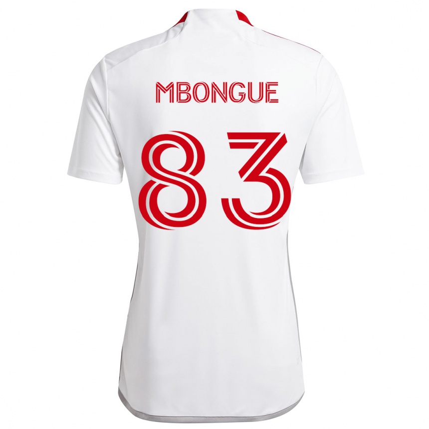 Gyermek Labdarúgás Hugo Mbongue #83 Fehér Piros Idegenbeli Jersey 2024/25 Mez Póló Ing