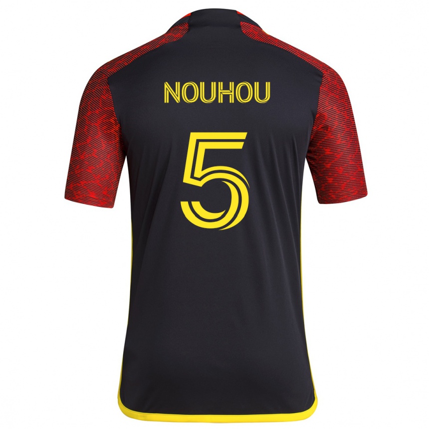 Gyermek Labdarúgás Nouhou #5 Piros Fekete Idegenbeli Jersey 2024/25 Mez Póló Ing