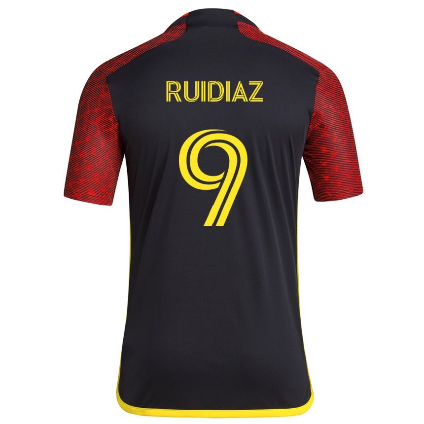 Gyermek Labdarúgás Raúl Ruidíaz #9 Piros Fekete Idegenbeli Jersey 2024/25 Mez Póló Ing