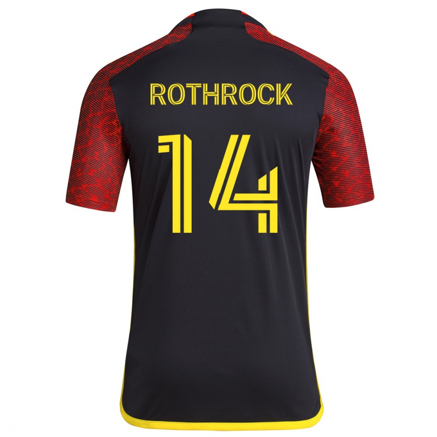 Gyermek Labdarúgás Paul Rothrock #14 Piros Fekete Idegenbeli Jersey 2024/25 Mez Póló Ing