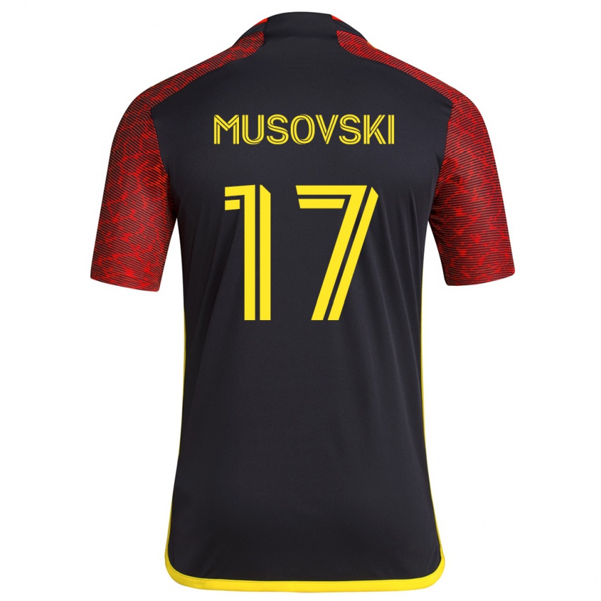 Gyermek Labdarúgás Danny Musovski #17 Piros Fekete Idegenbeli Jersey 2024/25 Mez Póló Ing