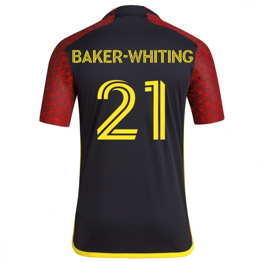 Gyermek Labdarúgás Reed Baker-Whiting #21 Piros Fekete Idegenbeli Jersey 2024/25 Mez Póló Ing