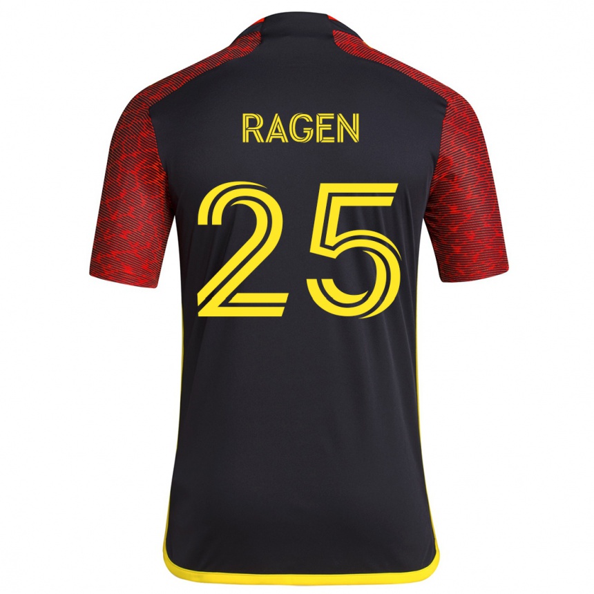 Gyermek Labdarúgás Jackson Ragen #25 Piros Fekete Idegenbeli Jersey 2024/25 Mez Póló Ing