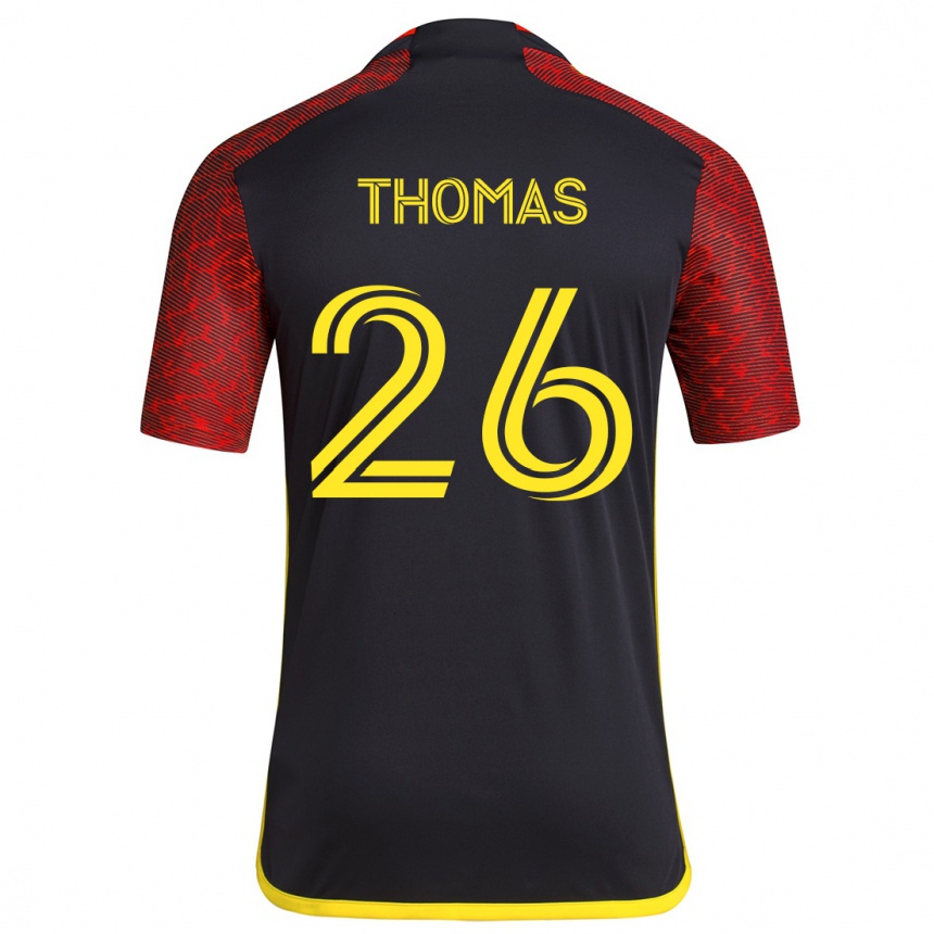 Gyermek Labdarúgás Andrew Thomas #26 Piros Fekete Idegenbeli Jersey 2024/25 Mez Póló Ing