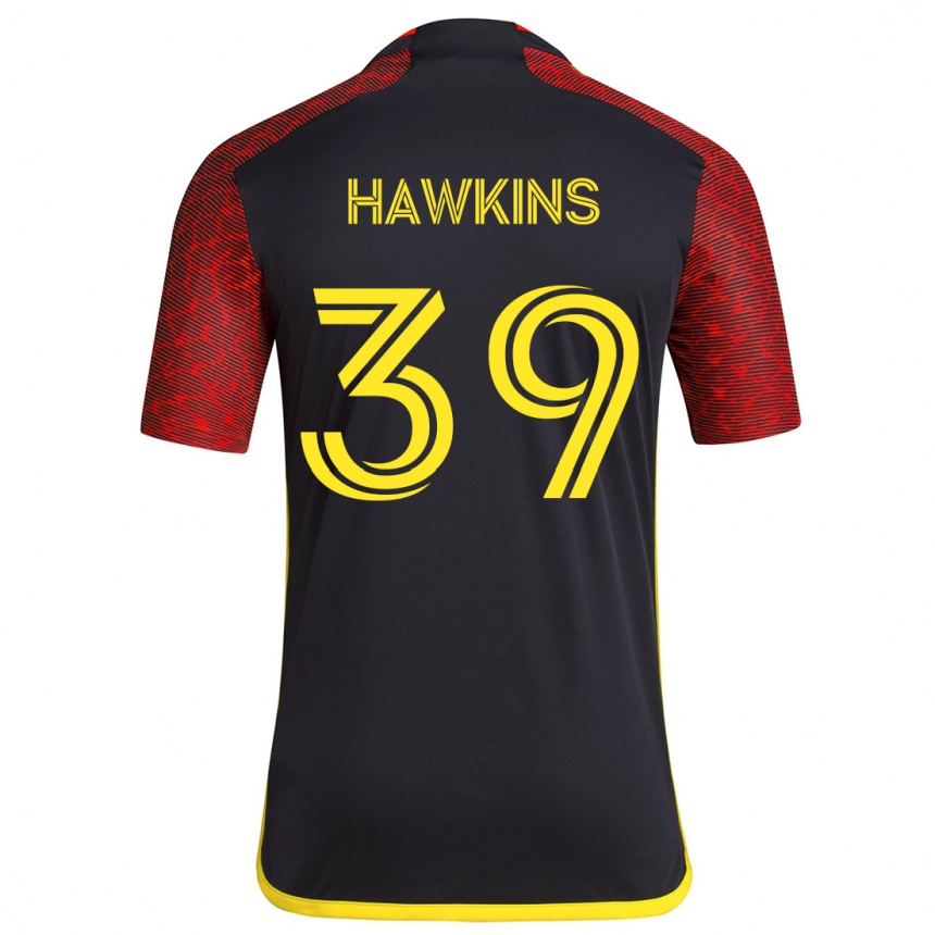 Gyermek Labdarúgás Stuart Hawkins #39 Piros Fekete Idegenbeli Jersey 2024/25 Mez Póló Ing