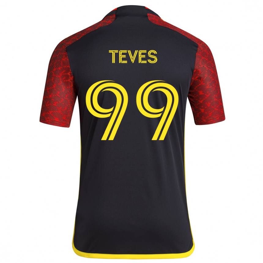 Gyermek Labdarúgás Dylan Teves #99 Piros Fekete Idegenbeli Jersey 2024/25 Mez Póló Ing