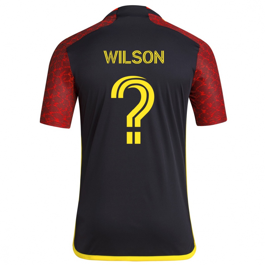 Gyermek Labdarúgás Trevor Wilson #0 Piros Fekete Idegenbeli Jersey 2024/25 Mez Póló Ing