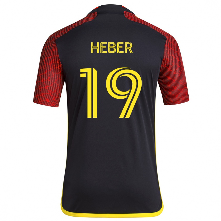 Gyermek Labdarúgás Héber #19 Piros Fekete Idegenbeli Jersey 2024/25 Mez Póló Ing