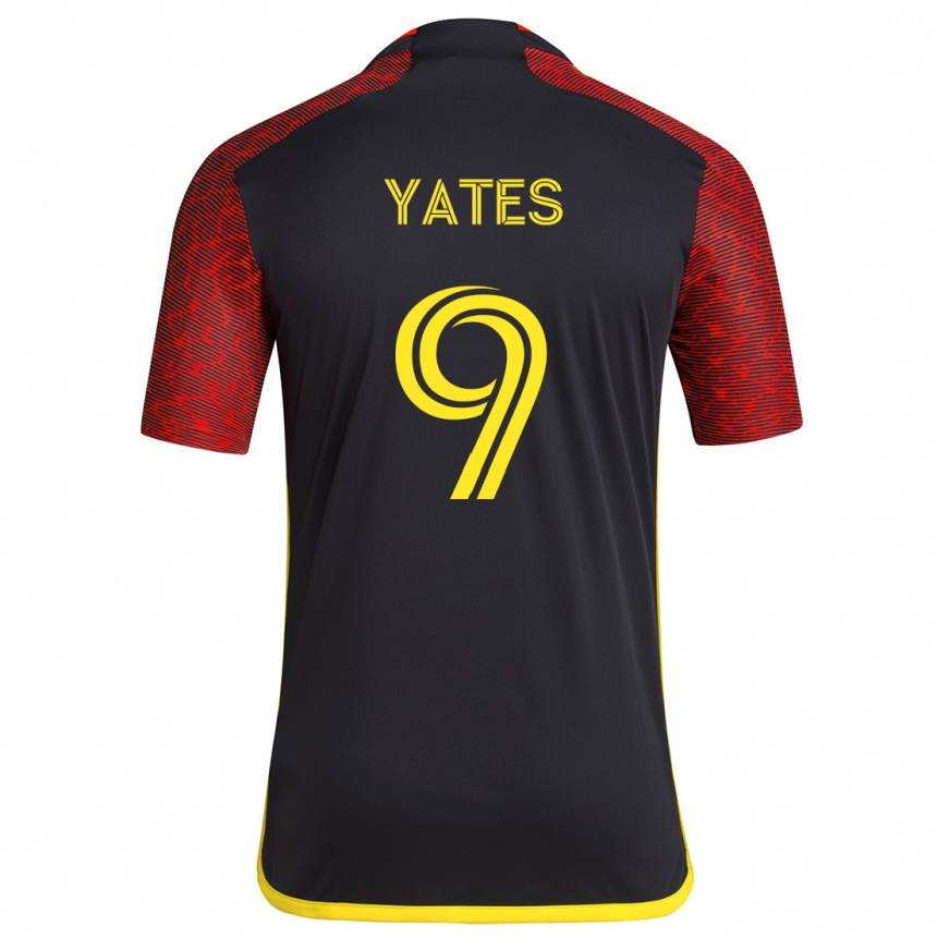 Gyermek Labdarúgás Summer Yates #9 Piros Fekete Idegenbeli Jersey 2024/25 Mez Póló Ing