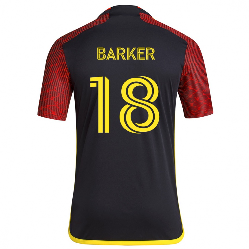 Gyermek Labdarúgás Alicia Barker #18 Piros Fekete Idegenbeli Jersey 2024/25 Mez Póló Ing