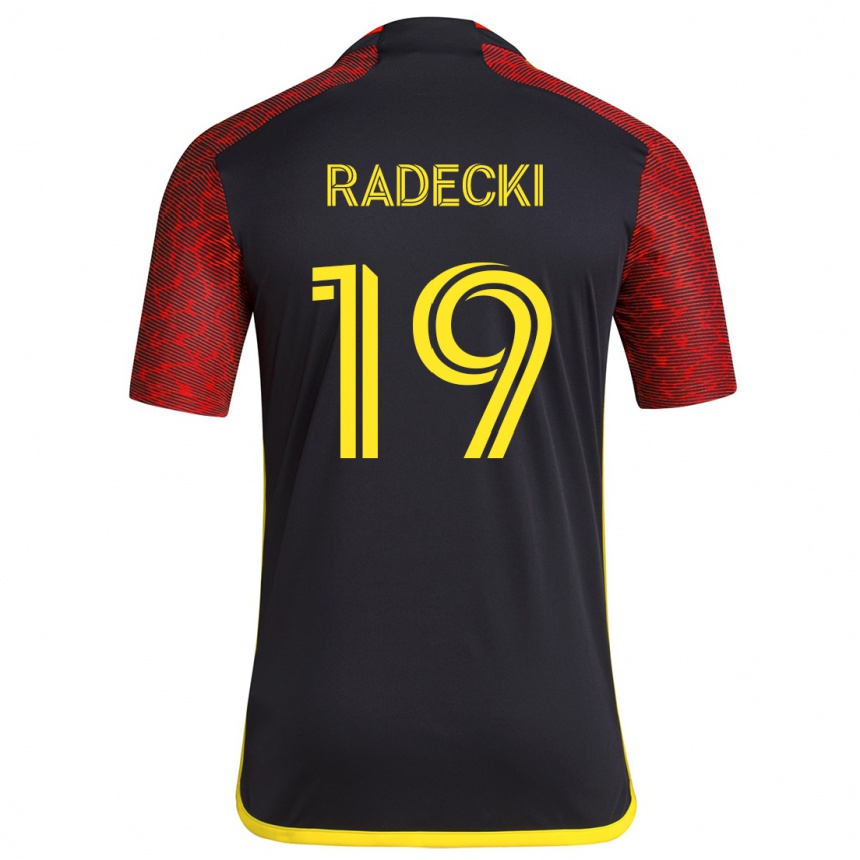 Gyermek Labdarúgás Taylor Radecki #19 Piros Fekete Idegenbeli Jersey 2024/25 Mez Póló Ing