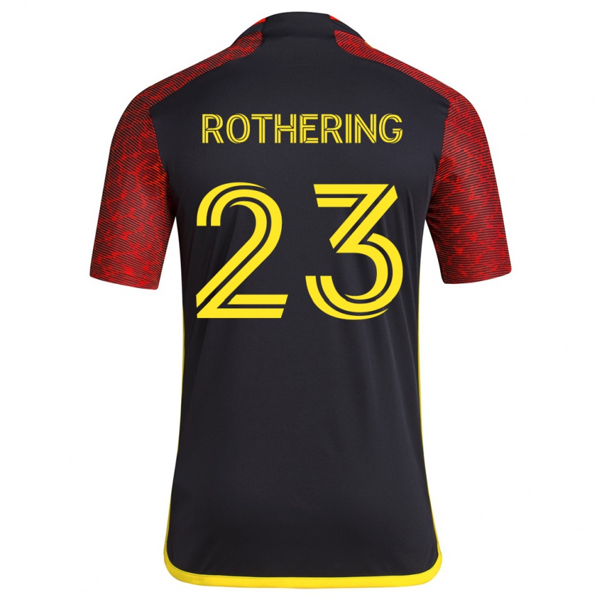 Gyermek Labdarúgás Holly Rothering #23 Piros Fekete Idegenbeli Jersey 2024/25 Mez Póló Ing