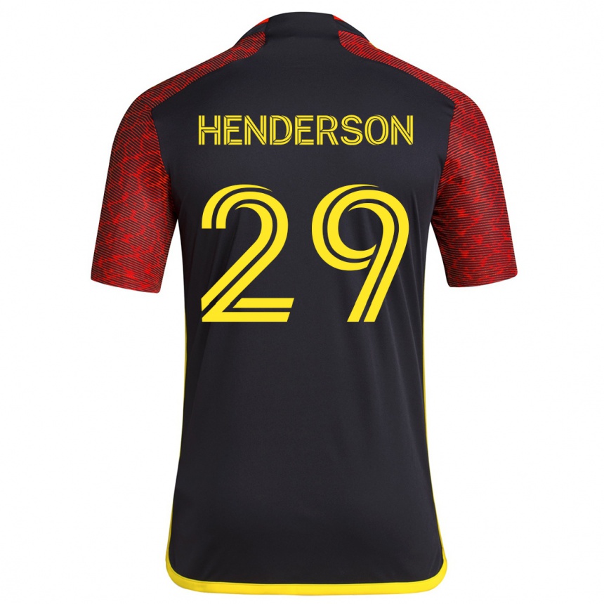 Gyermek Labdarúgás Anna Henderson #29 Piros Fekete Idegenbeli Jersey 2024/25 Mez Póló Ing