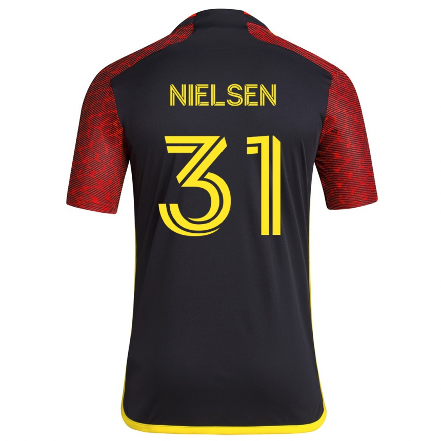 Gyermek Labdarúgás Madeline Nielsen #31 Piros Fekete Idegenbeli Jersey 2024/25 Mez Póló Ing