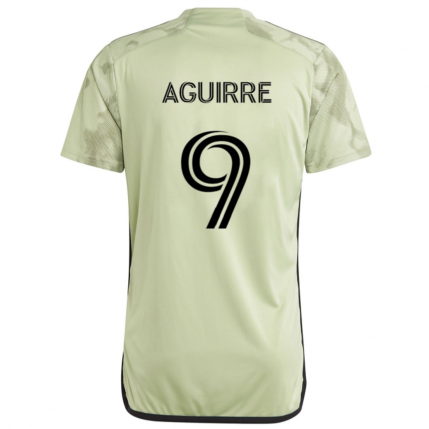 Gyermek Labdarúgás Dustin Aguirre #9 Világos Zöld Idegenbeli Jersey 2024/25 Mez Póló Ing