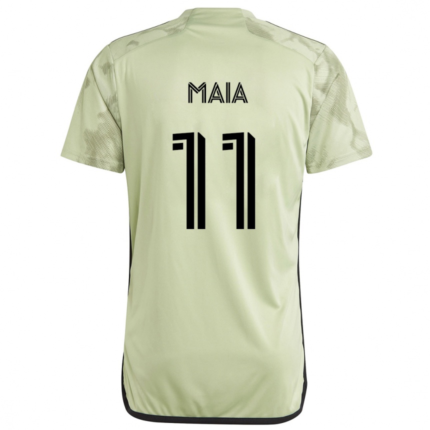 Gyermek Labdarúgás Matheus Maia #11 Világos Zöld Idegenbeli Jersey 2024/25 Mez Póló Ing