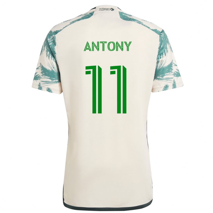 Gyermek Labdarúgás Antony #11 Bézs Barna Idegenbeli Jersey 2024/25 Mez Póló Ing