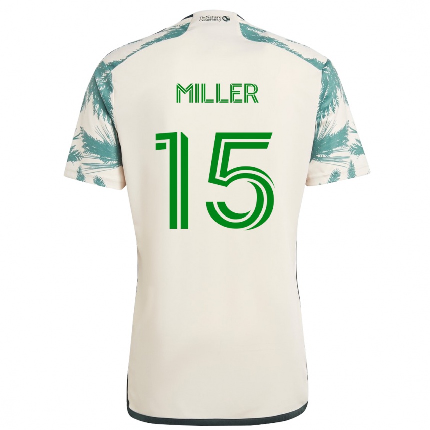 Gyermek Labdarúgás Eric Miller #15 Bézs Barna Idegenbeli Jersey 2024/25 Mez Póló Ing