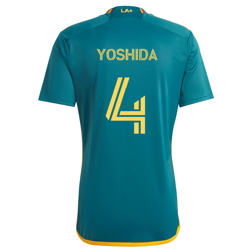 Gyermek Labdarúgás Maya Yoshida #4 Green Yellow Idegenbeli Jersey 2024/25 Mez Póló Ing