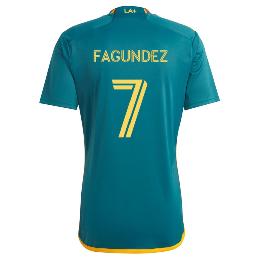 Gyermek Labdarúgás Diego Fagúndez #7 Green Yellow Idegenbeli Jersey 2024/25 Mez Póló Ing