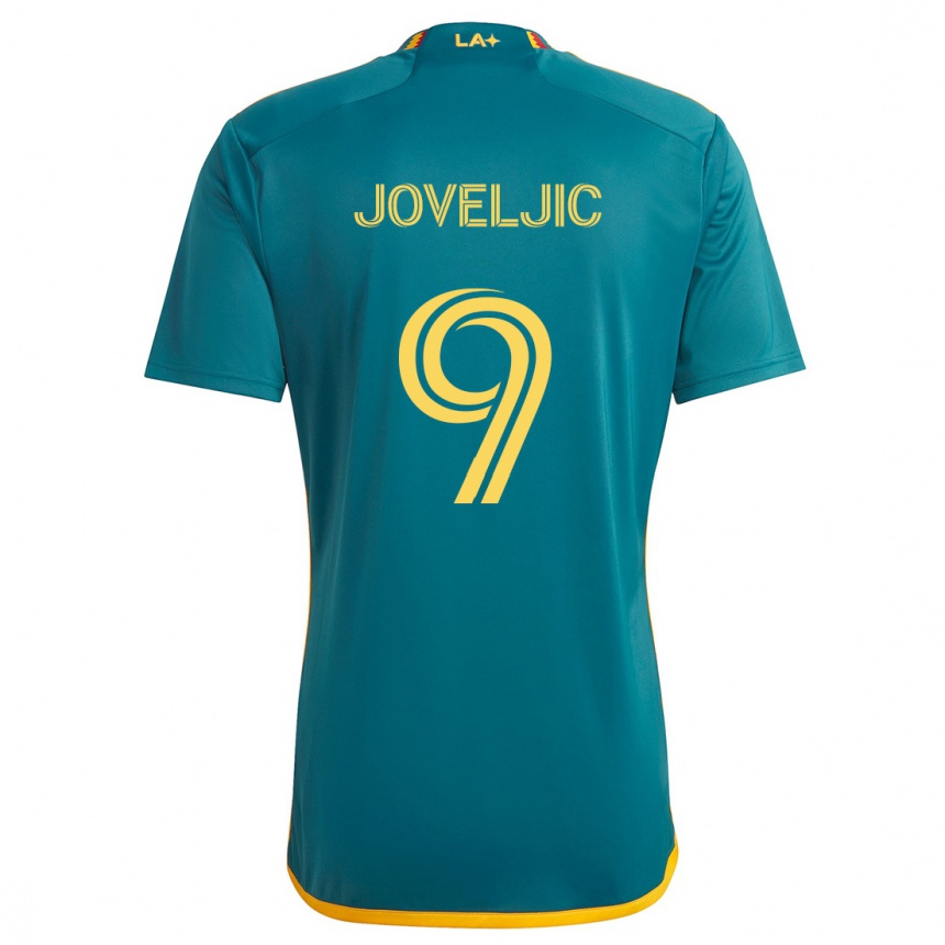 Gyermek Labdarúgás Dejan Joveljic #9 Green Yellow Idegenbeli Jersey 2024/25 Mez Póló Ing