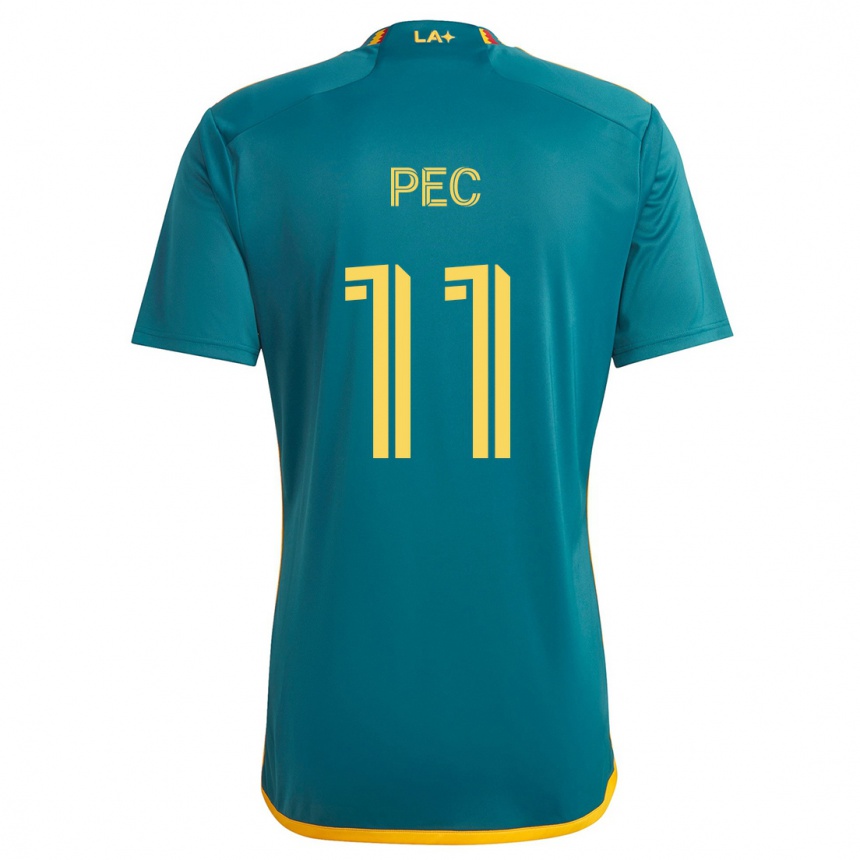 Gyermek Labdarúgás Gabriel Pec #11 Green Yellow Idegenbeli Jersey 2024/25 Mez Póló Ing