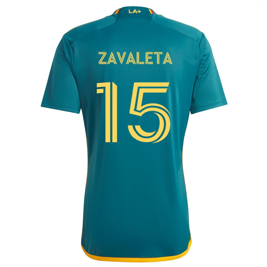 Gyermek Labdarúgás Eriq Zavaleta #15 Green Yellow Idegenbeli Jersey 2024/25 Mez Póló Ing