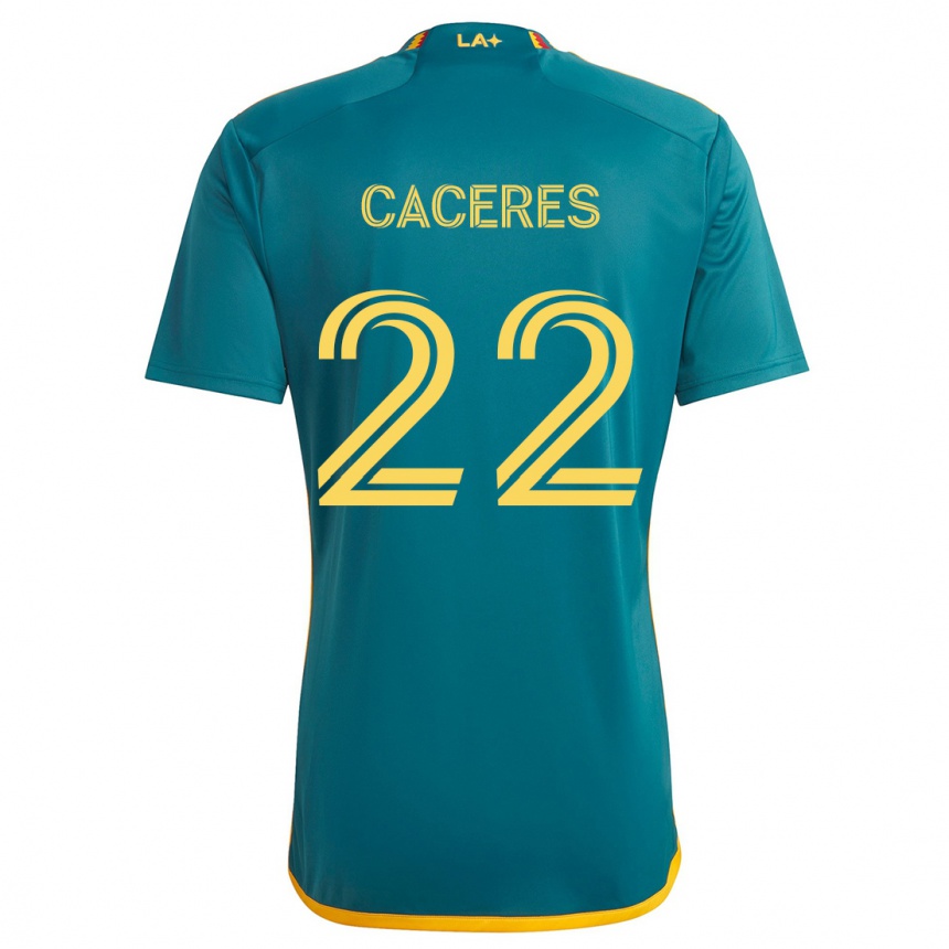 Gyermek Labdarúgás Martín Cáceres #22 Green Yellow Idegenbeli Jersey 2024/25 Mez Póló Ing