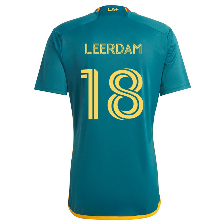 Gyermek Labdarúgás Kelvin Leerdam #18 Green Yellow Idegenbeli Jersey 2024/25 Mez Póló Ing