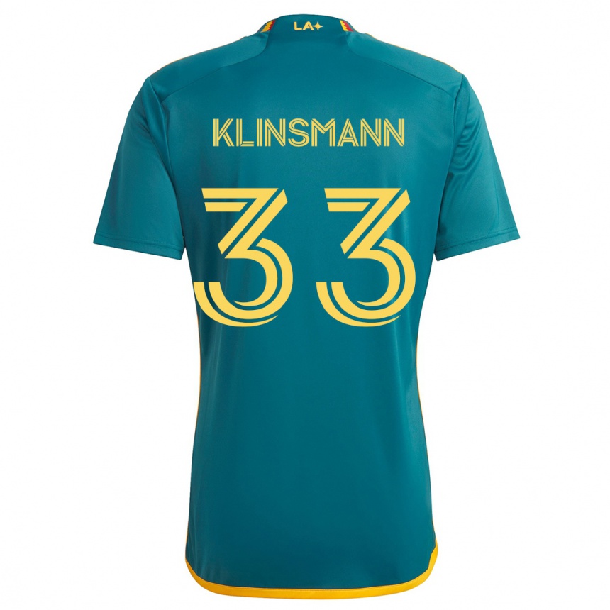 Gyermek Labdarúgás Jonathan Klinsmann #33 Green Yellow Idegenbeli Jersey 2024/25 Mez Póló Ing