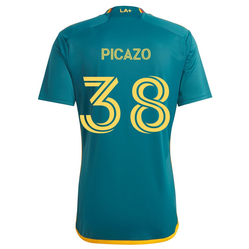 Gyermek Labdarúgás Axel Picazo #38 Green Yellow Idegenbeli Jersey 2024/25 Mez Póló Ing