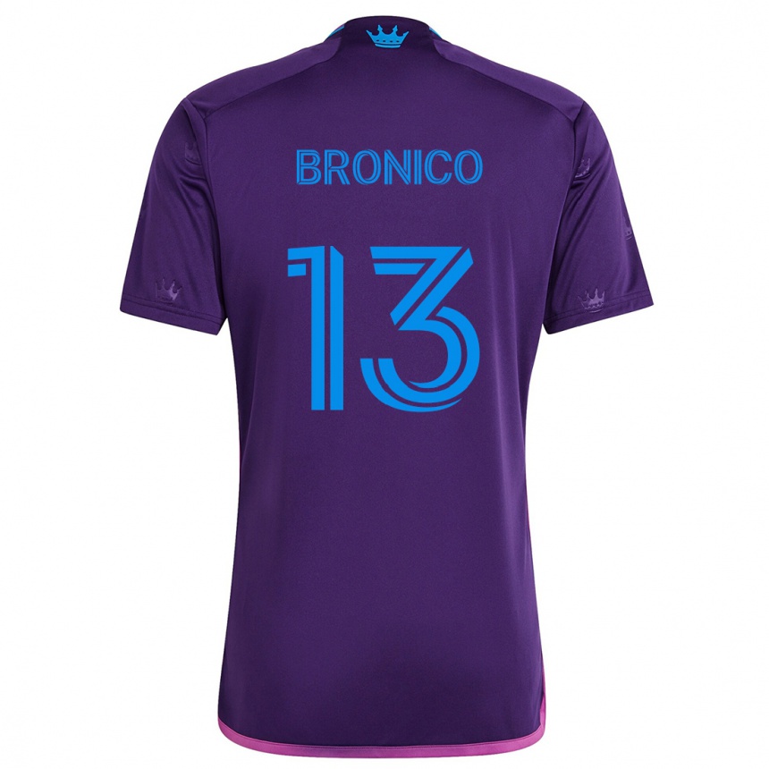 Gyermek Labdarúgás Brandt Bronico #13 Lila Kék Idegenbeli Jersey 2024/25 Mez Póló Ing