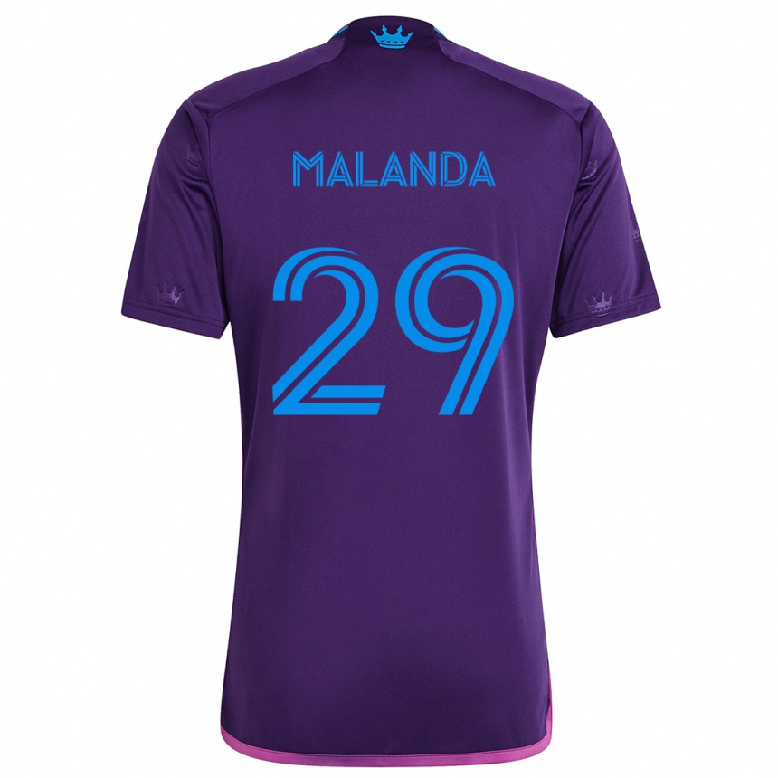 Gyermek Labdarúgás Adilson Malanda #29 Lila Kék Idegenbeli Jersey 2024/25 Mez Póló Ing