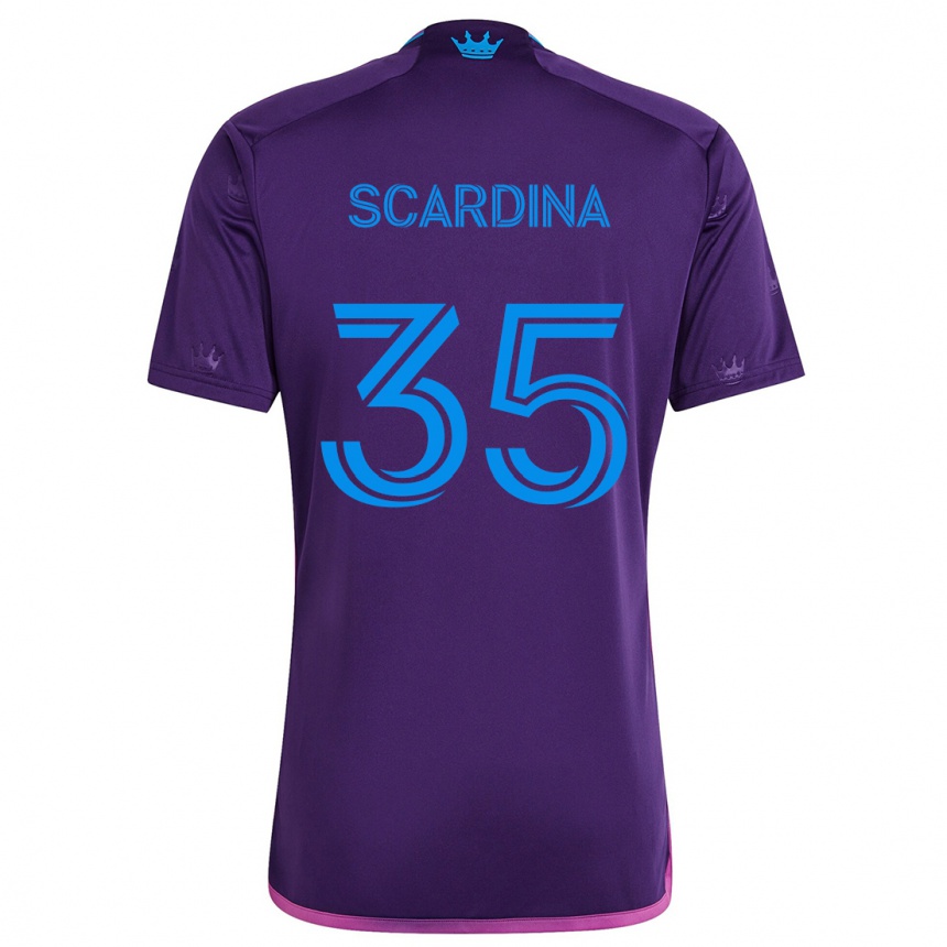 Gyermek Labdarúgás Nick Scardina #35 Lila Kék Idegenbeli Jersey 2024/25 Mez Póló Ing