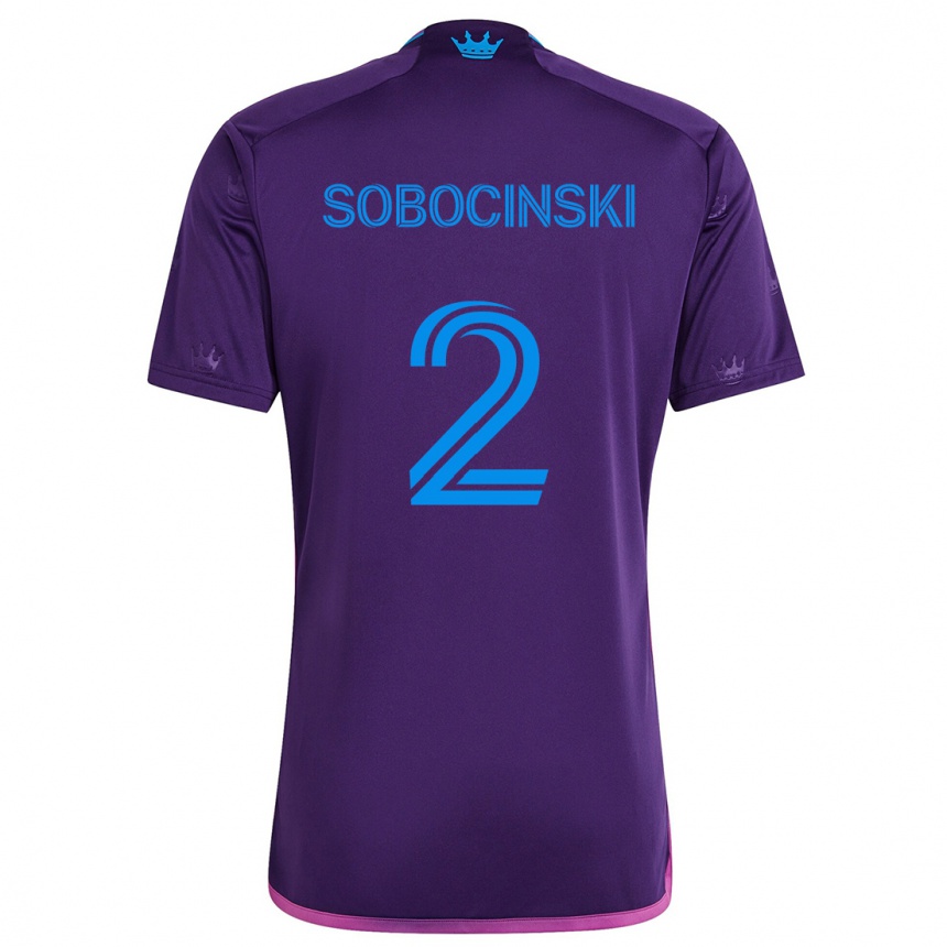 Gyermek Labdarúgás Jan Sobocinski #2 Lila Kék Idegenbeli Jersey 2024/25 Mez Póló Ing