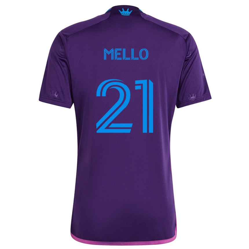 Gyermek Labdarúgás Vinicius Mello #21 Lila Kék Idegenbeli Jersey 2024/25 Mez Póló Ing