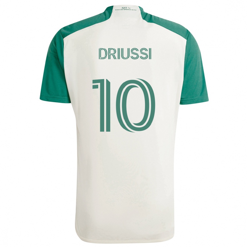 Gyermek Labdarúgás Sebastián Driussi #10 Barna Színek Zöld Idegenbeli Jersey 2024/25 Mez Póló Ing