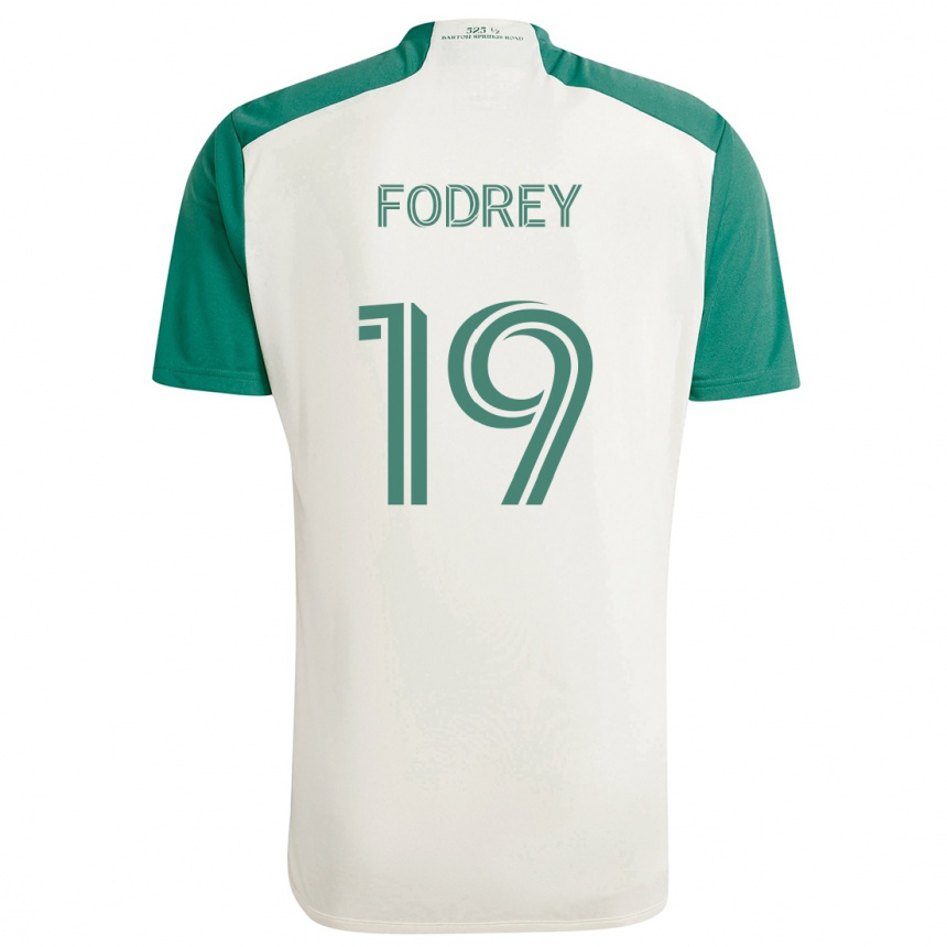 Gyermek Labdarúgás Cj Fodrey #19 Barna Színek Zöld Idegenbeli Jersey 2024/25 Mez Póló Ing