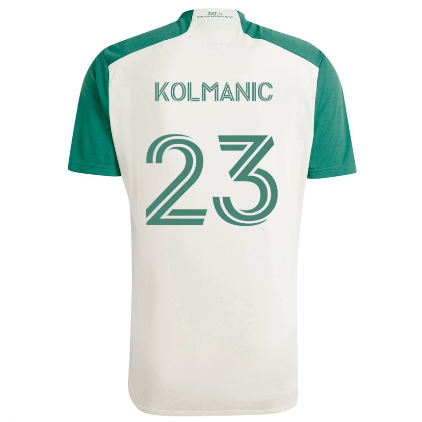 Gyermek Labdarúgás Zan Kolmanic #23 Barna Színek Zöld Idegenbeli Jersey 2024/25 Mez Póló Ing