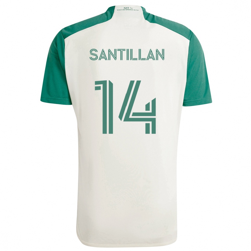 Gyermek Labdarúgás Jonathan Santillan #14 Barna Színek Zöld Idegenbeli Jersey 2024/25 Mez Póló Ing